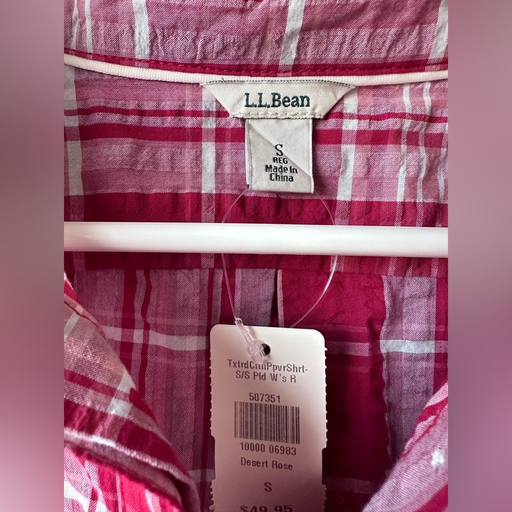 NWT L.L.Bean Textured Cotton Popover Shirt, size Women’s Small - Picture 3 of 4